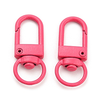 Zinc Alloy Baking Paint Swivel Snap Hooks Clasps, Hot Pink, 33.5x13.5x5.5mm, Hole: 9mm