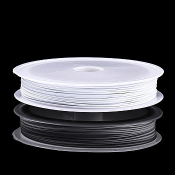 Tiger Tail Wire, Nylon-coated Stainless Steel, White, 0.8mm, about 59.05 Feet(18m)/roll, 10 rolls/group