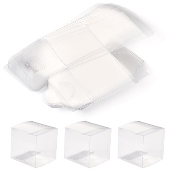 20Pcs Square Transparent Plastic PVC Box Gift Packaging, Waterproof Folding Box, for Toys & Molds, Clear, Box: 6x6x6.1cm