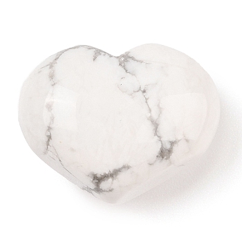 Natural Howlite Love Heart Stone, Pocket Palm Stone for Reiki Balancing, 20x25~26x12~13mm