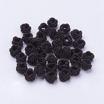 Nylon Cord Woven Beads, Round, Brown, 6~6.5x4.5mm, Hole: 2.5mm, about 93~100pcs/bag