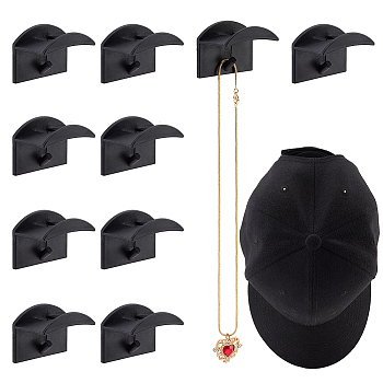 Adhesive Resin Hook Hangers, Wall Mounted Hooks, for Hat, Bag, Black, 38x48x33mm