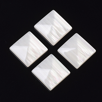 Resin Cabochons, Imitation Shell, Square, Antique White, 20x20x5mm