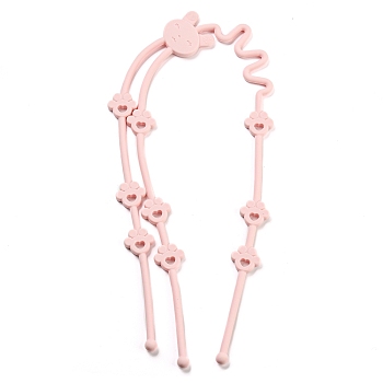 2 in 1 Silicone Baby Pacifier Holder Chains, Rabbit with Paw Print Baby Teether Strap, DIY Nursing Necklace Making, Light Coral, 53.5x3x0.75cm, Hole: 5x6.5mm