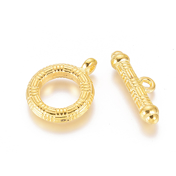 Alloy Ring Toggle Clasps, Golden, Ring: 25x20x4mm, Hole: 2mm, Bar: 27x9x4mm, Hole: 2mm