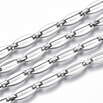 304 Stainless Steel Link Chains, with Spool, Unwelded, Nickel Free, Oval, Stainless Steel Color, 13.5x6.5x1.3mm, Link: 6x4.5x1.6mm, about 32.8 Feet(10m)/roll
