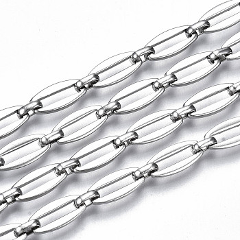 Tarnish Resistant 304 Stainless Steel Link Chains, with Spool, Unwelded, Nickel Free, Oval, Stainless Steel Color, 13.5x6.5x1.3mm, Link: 6x4.5x1.6mm, about 32.8 Feet(10m)/roll