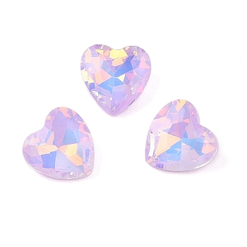 Glass Cabochons, Faceted, Heart, Lilac, 10x10x4.5mm, 45pcs/set