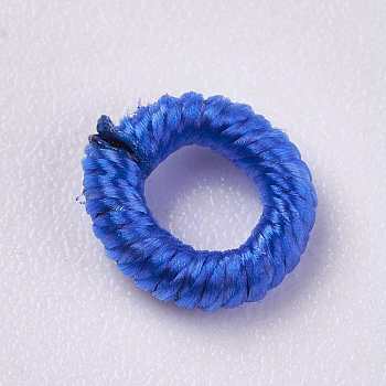Polyester Cord Beads, Ring, Royal Blue, 6~6.5x1.5mm, Hole: 3mm