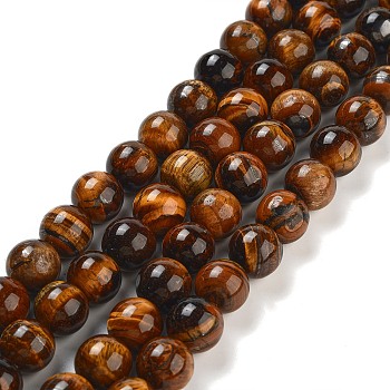 Natural Tiger Eye Round Bead Strands, 12mm, Hole: 1.5mm, about 33pcs/strand, 15.3 inch