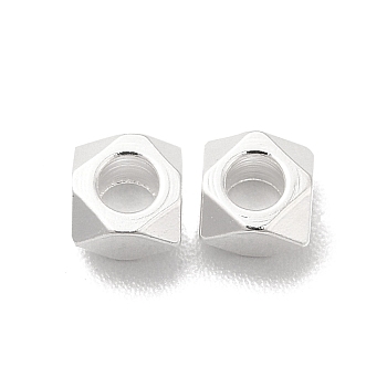 Brass Bead, Lead Free & Cadmium Free, Square, 925 Sterling Silver Plated, 4x4x2.5mm, Hole: 2mm