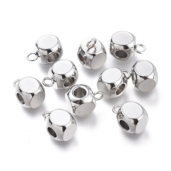 304 Stainless Steel Tube Bails, Loop Bails, Cube Bail Beads, Stainless Steel Color, 9x6x6mm, Hole: 1.6mm, Inner Diameter: 3mm