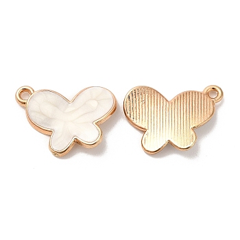 Alloy Enamel Pendants, Long-Lasting Plated, Cadmium Free & Nickel Free & Lead Free, Golden, Butterfly Charm, Old Lace, 12x17x2mm, Hole: 1mm