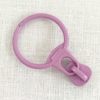 Alloy Zipper, with Resin Puller, Round, Cadmium Free & Lead Free, Plum, 37mm, ring: 31.5x23.5x1.5mm, zipper puller: 10.5x9x7.5mm