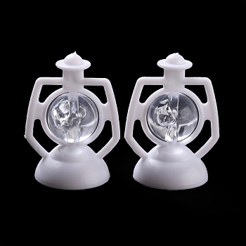 Creative Mini Resin Oil Lamp, for Dollhouse Accessories Pretending Prop Decorations, White, 20x26x35~35.5mm, 2pcs/set