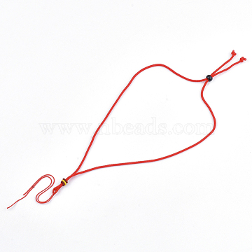 Nylon Cord Necklace Making, with Glass Beads, Red, 25.9 inches~26.3 inches(66~67cm); 2mm(MAK-T005-08D)