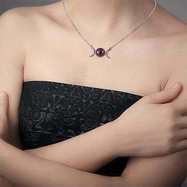 Triple Moon Goddess Cubic Zirconia Pendant Necklace(JN1091D)-7