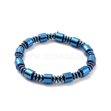 Synthetic Hematite & Brass Column Beaded Necklace Bracelet with Magnetic Clasps(SJEW-G079-01A)-3