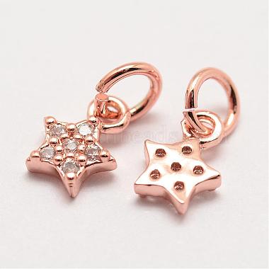 Real Rose Gold Plated Star Brass+Cubic Zirconia Charms