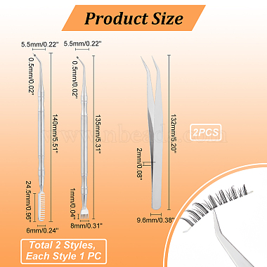 2Pcs 2 Style 410 Stainless Steel Eyelash Separator Tool(AJEW-UN0001-55)-4