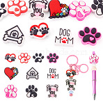 10Pcs 10 Styles Dog Paw Print Food Grade Eco-Friendly Silicone Beads, DIY Necklaces Making, Mixed Shapes, Mixed Color, 24~29x23~30x8~9mm, Hole: 2~4mm, 1pc/style(SIL-TA0003-43)
