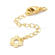 Flower Rack Plating Brass Ends with Chain and Lobster Claw Clasps, Long-Lasting Plated, Lead Free & Cadmium Free, Golden, 58mm, Clasp: 10x6x2.8mm(KK-K367-15G)