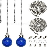 Nbeads DIY Necklace Making, with Round Natural Quartz Crystal Pendants, Iron Ball Chains, Chain Connectors and Bone Buckle, Midnight Blue, 545mm, 2pcs(DIY-NB0005-73)