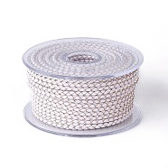 Braided Cowhide Cord, Leather Jewelry Cord, Jewelry DIY Making Material, White, 3mm, about 5.46 yards(5m)/roll(WL-I004-3mm-D-11)