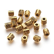 Tibetan Style Alloy Beads, Column, Cadmium Free & Nickel Free & Lead Free, Antique Golden, 6mm, Hole: 2.5mm(GLFH10235Y-NF)