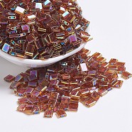 MIYUKI TILA Beads, Japanese Seed Beads, 2-Hole, (TL257) Transparent Topaz AB, 5x5x1.9mm, Hole: 0.8mm, about 118pcs/10g(X-SEED-J020-TL257)
