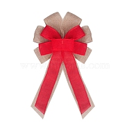 Christmas Linen Big Bowknot Pendant Decorations, for Christmas Tree Hanging Ornaments, Red, 370x240x29mm(AJEW-M041-03D)