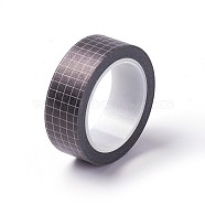 DIY Scrapbook Decorative Paper Tapes, Adhesive Tapes, Grid Pattern, Black, 15mm, about 10m/roll(DIY-F025-G01)