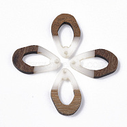 Resin & Walnut Wood Pendants, Teardrop, WhiteSmoke, 28x17.5x3mm, Hole: 1.8mm(RESI-T023-A-17H)