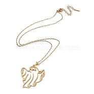 201 Stainless Steel Hollow Ghost Pendant Necklace with Cable Chains, Golden, 17.95 inch(45.6cm)(NJEW-Q317-08G)