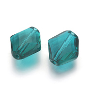 Imitation Austrian Crystal Beads, Grade AAA, Faceted, Rhombus, Teal, 14~14.5x12x5~7mm, Hole: 0.9~1mm(SWAR-F080-12x14mm-24)