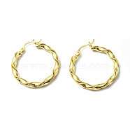Rack Plating Brass Twist Wrap Hoop Earrings, Lead Free & Cadmium Free, Real 18K Gold Plated, 32x30x3.5mm, Pin: 1x0.6mm(EJEW-D055-19G)