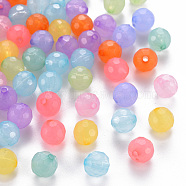 Transparent Acrylic Beads, Dyed, Faceted, Round, Mixed Color, 8x7.5mm, Hole: 1.6mm, about 1810pcs/500g(TACR-S154-62E)