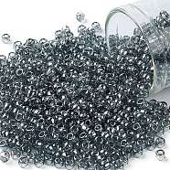 TOHO Round Seed Beads, Japanese Seed Beads, (113) Black Diamond Transparent Luster, 8/0, 3mm, Hole: 1mm, about 222pcs/10g(X-SEED-TR08-0113)