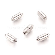 Platinum Brass Magnetic Clasps with Loops, Nickel Free, Column, 16x6mm, Hole: 1.5mm(X-MC027-NF)