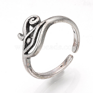 Adjustable Brass Cuff Finger Rings, The Eye of Horus, Size 7, Antique Silver, 17mm(RJEW-R134-45AS)