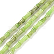 Natural Dolomite & Synthetic Opal Beads Strands, Dyed, Bamboo Stick, Pale Goldenrod, 12x5mm, Hole: 0.5mm, about 34pcs/strand, 15.94''(40.5cm)(G-P475-03G)