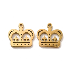 Ion Plating(IP) 304 Stainless Steel Charms, Crown, Golden, 12.5x13x1.4mm, Hole: 1.4mm(STAS-M089-46G)