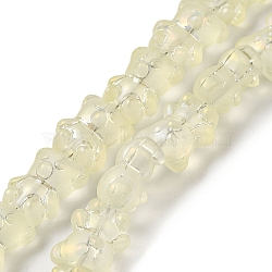 Electroplate Glass Beads Strands, Frosted, Bear, Light Goldenrod Yellow, 15x11.5x9mm, Hole: 1mm, about 45pcs/strand, 25.59''(65cm)(EGLA-Q127-A02-01H)