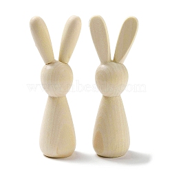 Easter Unfinished Wood Rabbit Ornaments, for Home Desktop Display Decoration, Antique White, 30x24x89mm(DJEW-Z004-01)