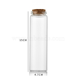 Glass Bottle, with Cork Plug, Wishing Bottle, Column, Clear, 4.7x15cm, Capacity: 200ml(6.76fl. oz)(CON-WH0085-73H)