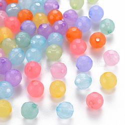 Transparent Acrylic Beads, Dyed, Faceted, Round, Mixed Color, 8x7.5mm, Hole: 1.6mm, about 1810pcs/500g(TACR-S154-62E)