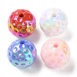 UV Plating Opaque Acrylic Beads, Iridescent, Round, Mixed Color, 20mm, Hole: 3mm(X-SACR-F010-03B)