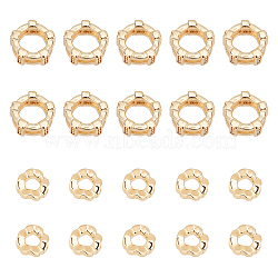 CHGCRAFT 20Pcs 2 Style Brass Beads, Nickel Free, Wave & Flat Round, Real 18K Gold Plated, 10pcs/style(KK-CA0001-82)