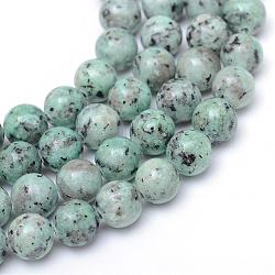 Natural Sesame Jasper/Kiwi Jasper Bead Strands, Round, Medium Aquamarine, 10~11mm, Hole: 1mm, about 39pcs/strand, 15.2 inch(G-R345-10mm-12)