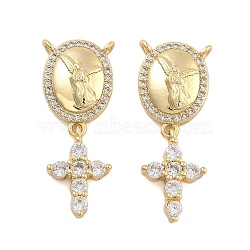 Brass Pave Cubic Zirconia Pendants, Golden, Angel & Fairy, 28x11x4mm, Hole: 1mm(KK-U009-09A-G)